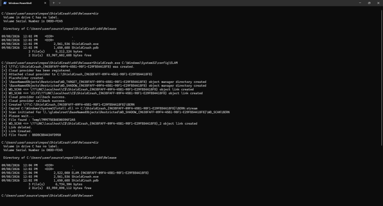 Windows Defender 0day CVE-2026-69414 ShieldCrash proof-of-concept exploit reading files as SYSTEM
