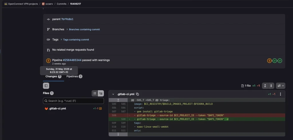 GnuTLS token leak and GitLab CI artifact exposure code snippet