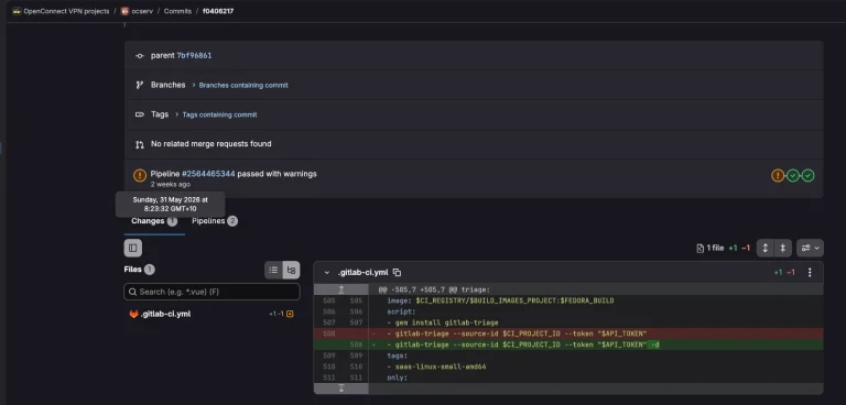 GnuTLS token leak and GitLab CI artifact exposure code snippet