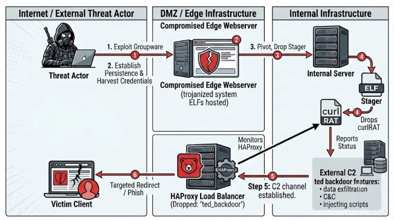 Ted backdoor Linux toolkit hidden inside HAProxy load balancer, with curlRAT targeting South Korean media and automotive sectors