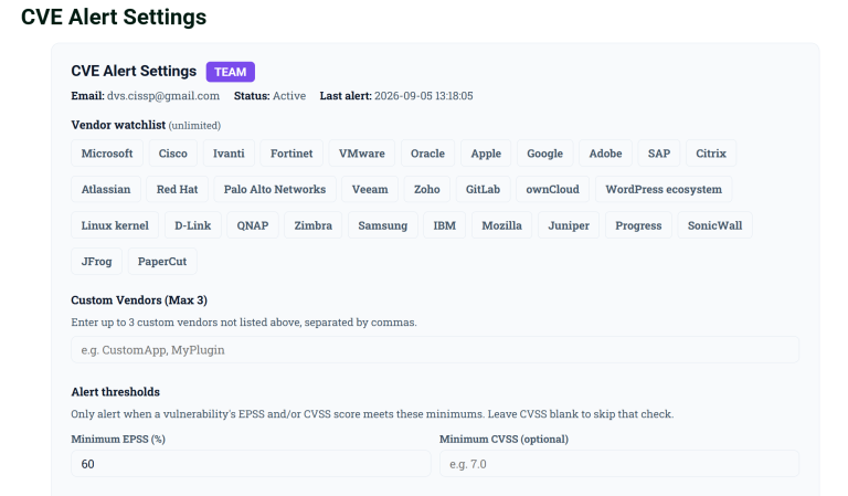 Daily CyberSecurity, the team behind the CVE-Watchtower vulnerability tracking platform on securityonline.info, today announced the general availability of CVE Alerts, a subscription service