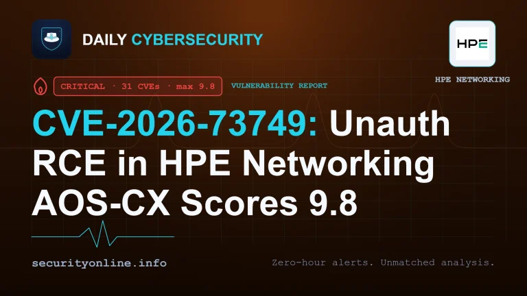 HPE AOS-CX vulnerability CVE-2026-73749 unauthenticated remote code execution CVSS 9.8 switch advisory diagram