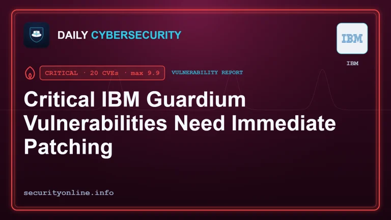 Security diagram highlighting critical IBM Guardium vulnerabilities and patch details