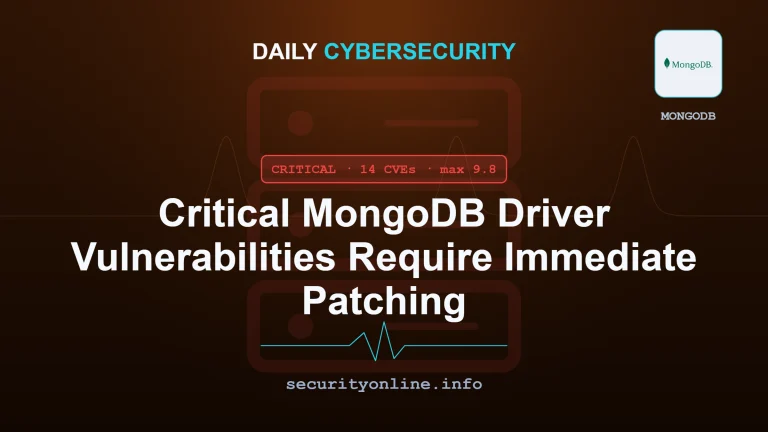 Graphic illustrating MongoDB driver vulnerabilities including CVE-2026-93762, CVE-2026-93393, and CVE-2026-93759