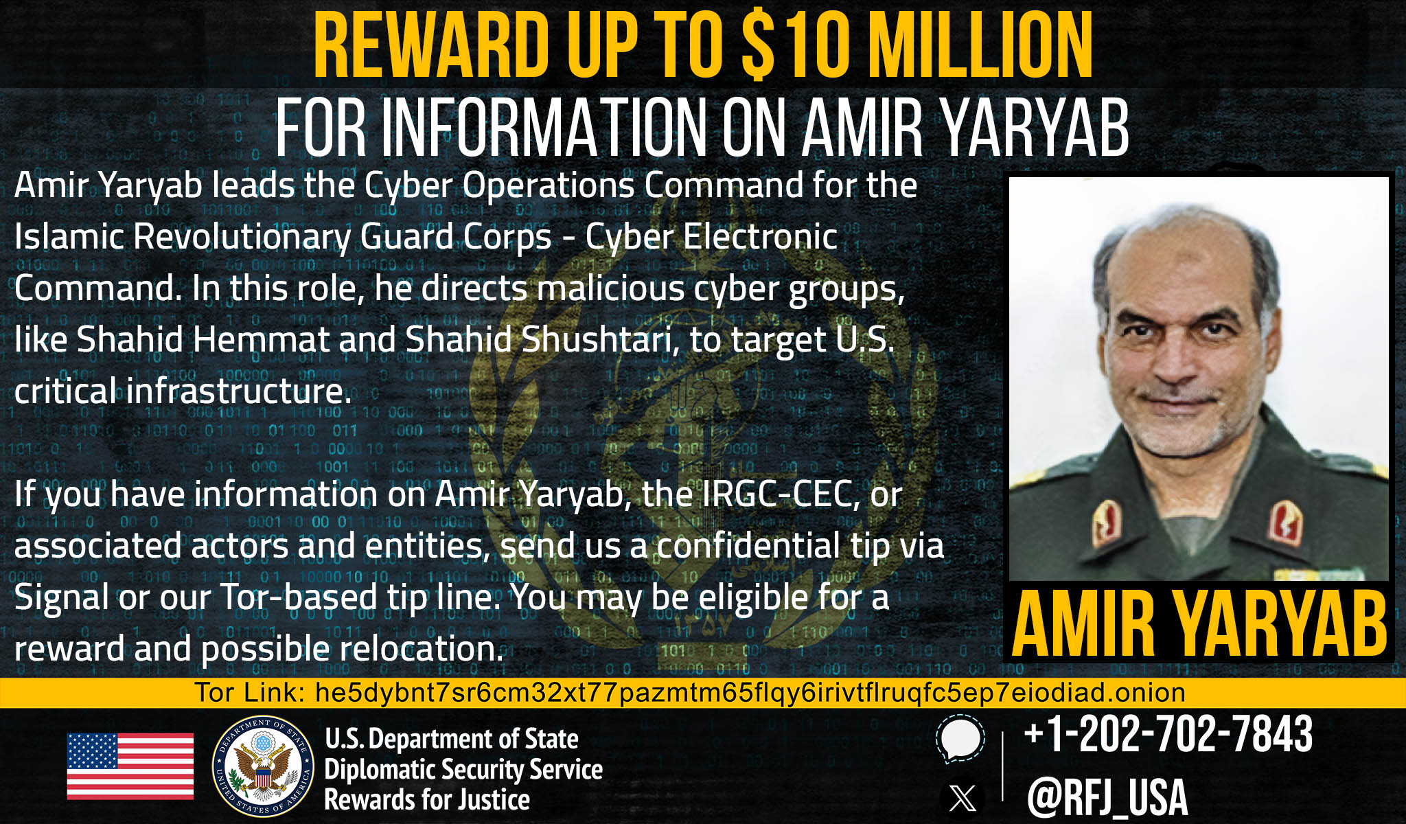 US Offers $10 Million Reward for IRGC Hacker Behind Water Plant Attacks