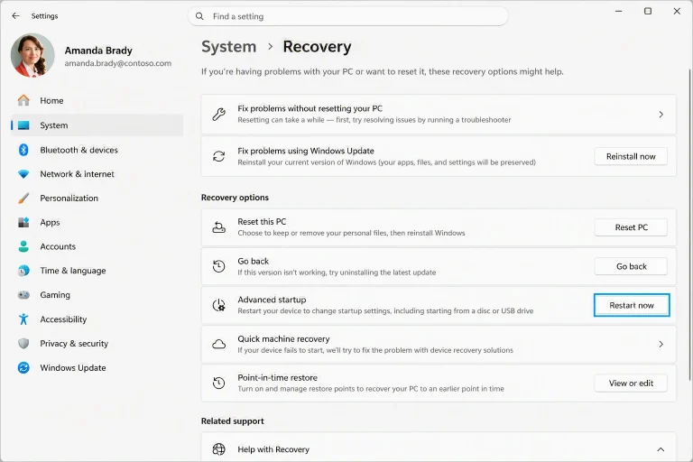 Windows 11 Cloud Rebuild interface within the Windows Recovery Environment