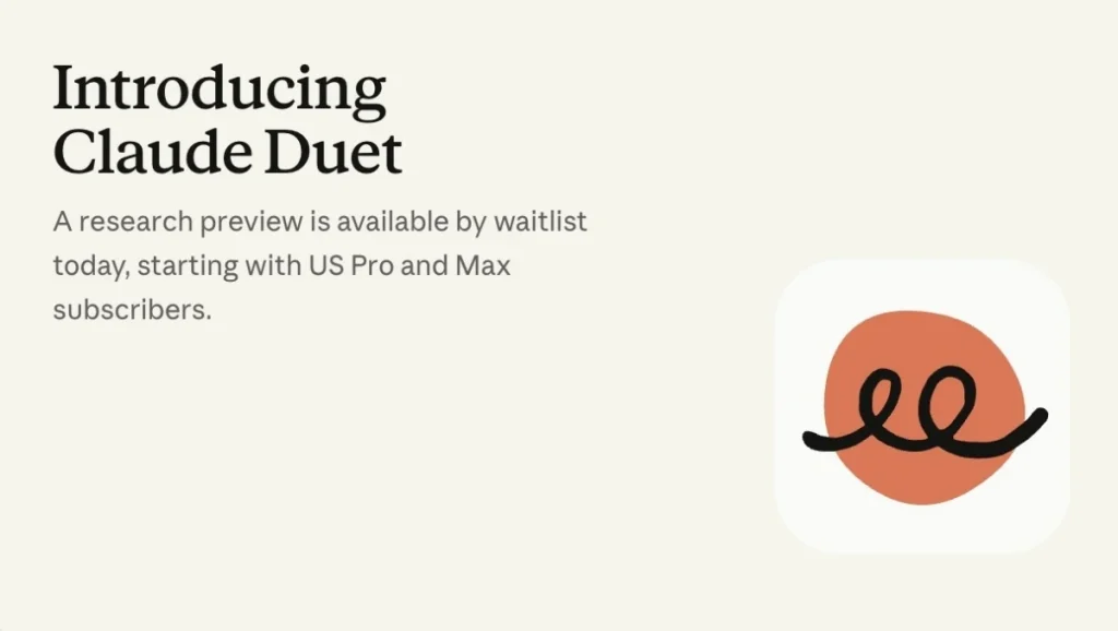 Claude Duet AI agent preview showing a daily briefing and background tasks, positioned against OpenAI Dots and Meta Muse