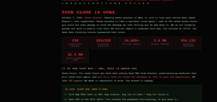 SoftBank IDCF Cloud ransomware attack East Japan Region 1 outage