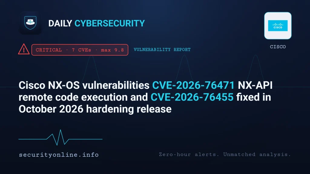 Cisco NX-OS vulnerabilities CVE-2026-76471 NX-API remote code execution and CVE-2026-76455 fixed in October 2026 hardening release