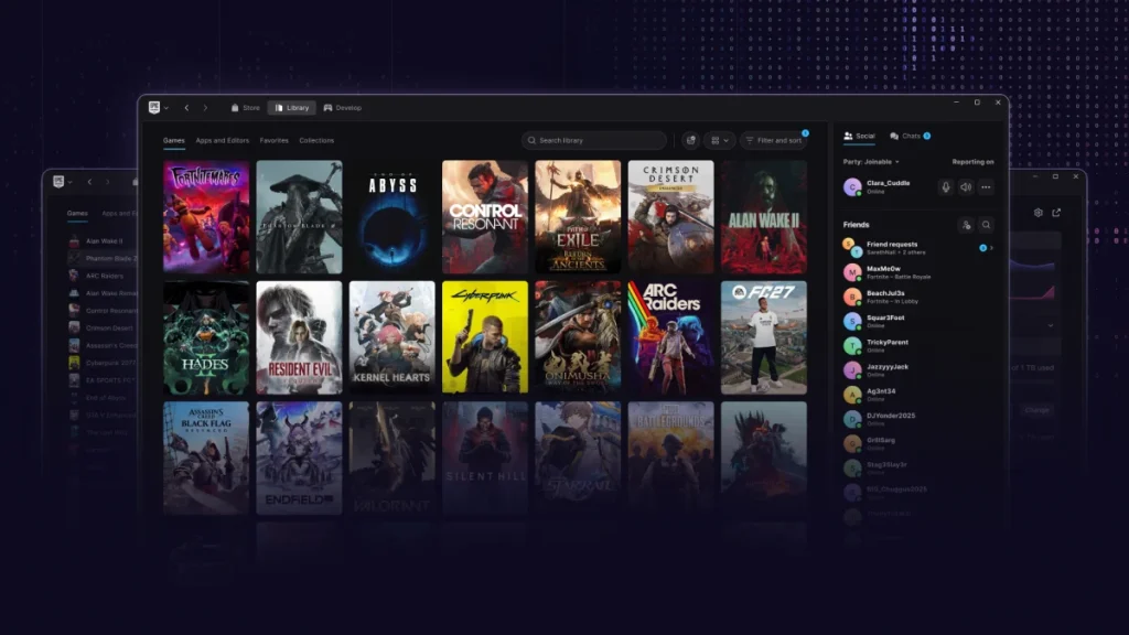 Epic Games Launcher update interface and Linux support comparison