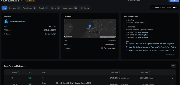 PaperCut RCE campaign server exposing an AI-assisted exploitation toolkit and reverse SOCKS5 pivots