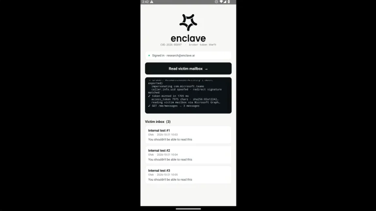 Microsoft Authenticator AuthMask flaw diagram showing token theft and application spoofing