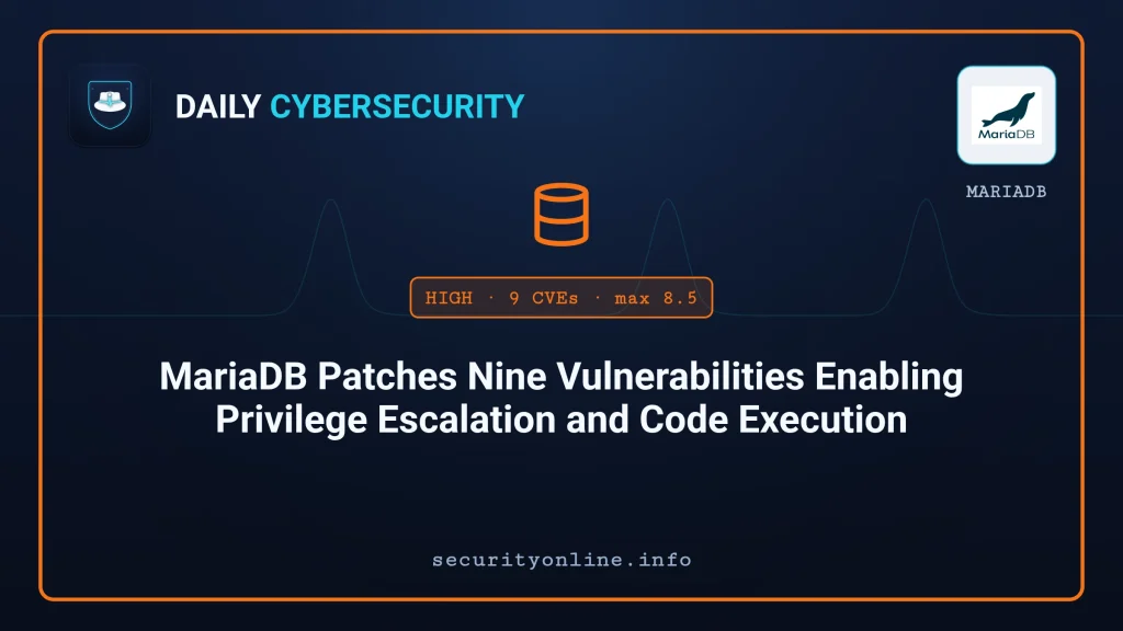MariaDB vulnerabilities CVE-2026-107815 privilege escalation and code execution in database server