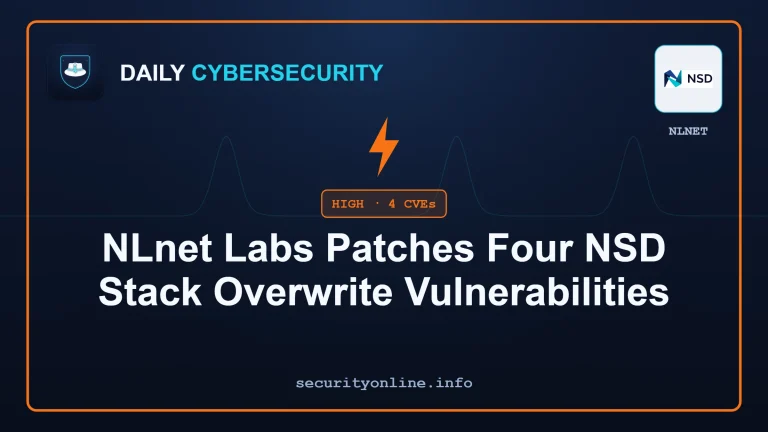 NSD stack overwrite vulnerability diagram showing CVE-2026-101341, CVE-2026-101339, and CVE-2026-101338 impact