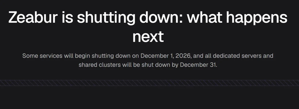 Zeabur platform shutdown notice after the Zeabur data breach exposed environment variables, account records, and API keys